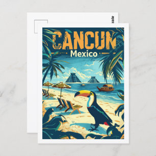 Cartão Postal Cancun Mexico Vintage Familiar Viagem