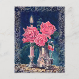 Cartão Postal CANDAR LUZ & ROSAS por SHARON SHARPE
