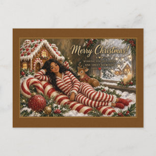 Cartão Postal Candy Cane Lounge pela Casa de Gingerbread Postcar