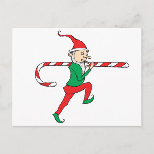 Cartão Postal Candy Cane Thief Gnomo