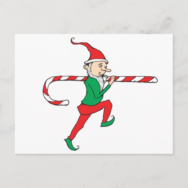 Cartão Postal Candy Cane Thief Gnomo (Frente)