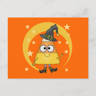 Cartão Postal Candy Corn Witch Halloween