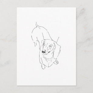 Cartão Postal Caneca Cachorro Salsicha Fofo – Arte de Linha Cão