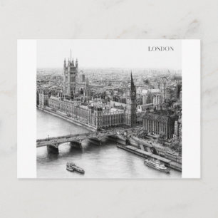 Cartão Postal Caneca de desenho preto e branco de Londres