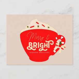 Cartão Postal Caneca Vermelha de Chocolate Quente Natal Feliz