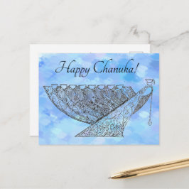 Cartão Postal Caneta bonito e tinta Chanukah Menorah nos pontos 