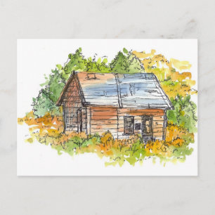 Cartão Postal Caneta de Tinta da Cabina Desenhar Aquarela Paisag