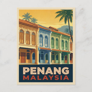 Cartão Postal Caneta de Viagem Vintage Penang Malásia Cenário Re