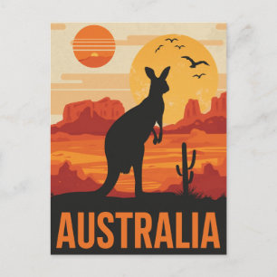 Cartão Postal Canguru ao pôr do sol na Austrália