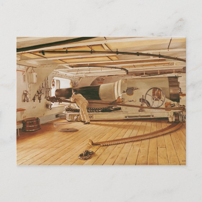 Cartão Postal Canhão de 27 libras num Batalhão (Frente)