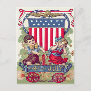 Cartão Postal Canhão de Escudo Americano de Crianças Fofas