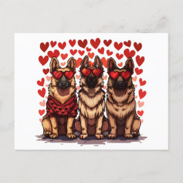 Cartão Postal Caninos do German shepherd do dia de os namorados