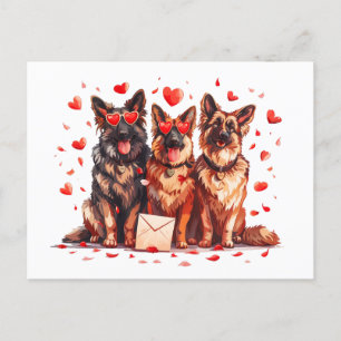 Cartão Postal Caninos do German shepherd do dia de os namorados