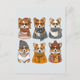 Cartão Postal Caninos Motivos de Welsh Corgi
