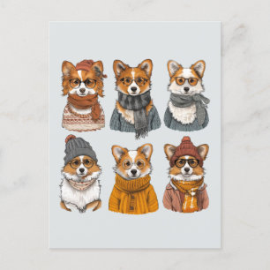 Cartão Postal Caninos Motivos de Welsh Corgi