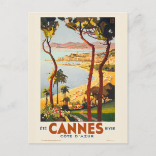 Cartão Postal Cannes - Côte d'Azur France Poster vintage 1935