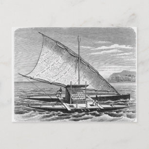 Cartão Postal Canoa dupla Fijiana da História de