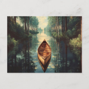 Cartão Postal Canoa em um rio cênico