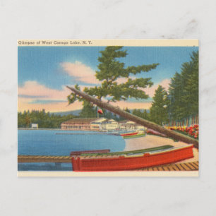 Cartão Postal Canoa no lago de Caroga Ocidental, Nova York