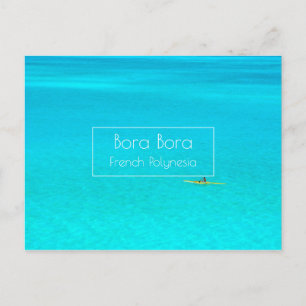 Cartão Postal Canoa ugira na lagoa azul de Bora Bora Bora