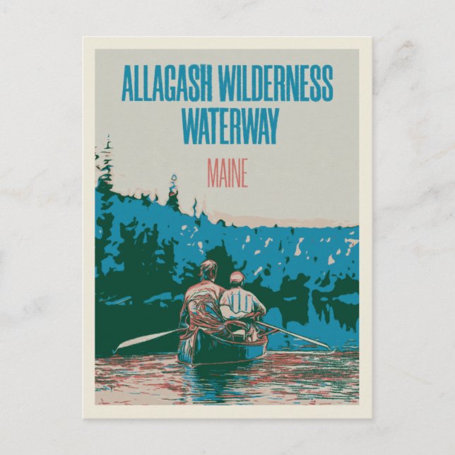 Cartão Postal Canoagem em Allagash Wilderness Waterway (Frente)