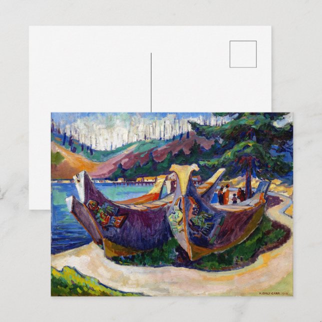Cartão Postal Canoeiros de Guerra | Emily Carr | (Frente/Verso)
