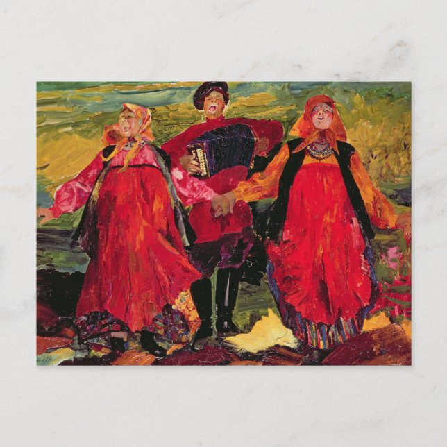 Cartão Postal Cantando camponeses russos (Frente)