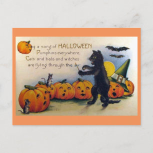 Cartão Postal Cante uma canção de Halloween Vintage