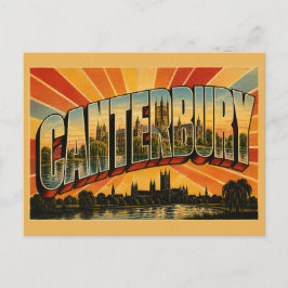 Cartão Postal Canterbury Inglaterra Arte de Viagem Vintage Histó