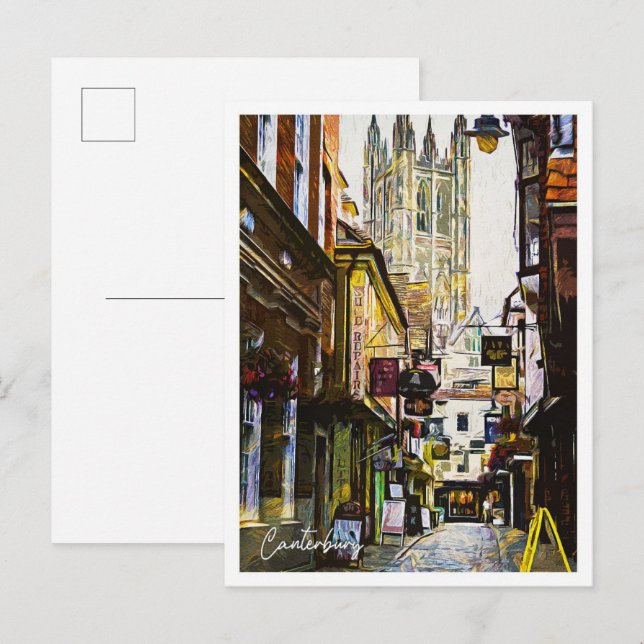 Cartão Postal Canterbury Reino Unido Belo Pinta Petrolífera (Frente/Verso)