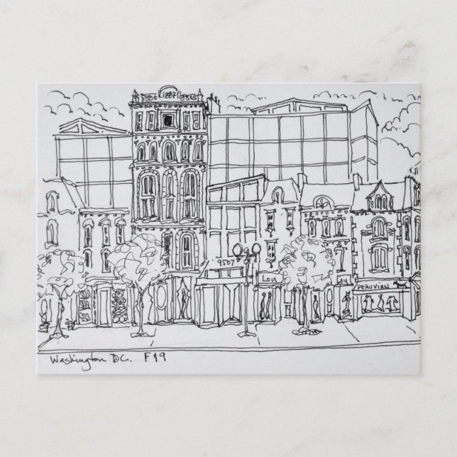Cartão Postal Canto da rua F e 9th | Washington DC, EUA (Frente)
