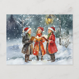 Cartão Postal Cantoalegres de Natal em Aquarela Moderna