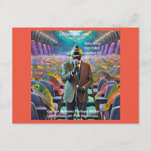 Cartão Postal Cantor de Boate Noturna de Peixes Rick London Cômi
