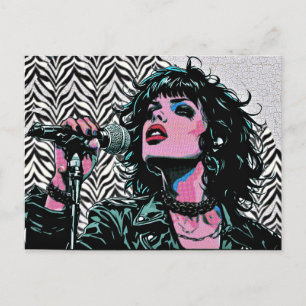 Cartão Postal Cantora Pop Art Tons Meios Rocker Punk Amantes da