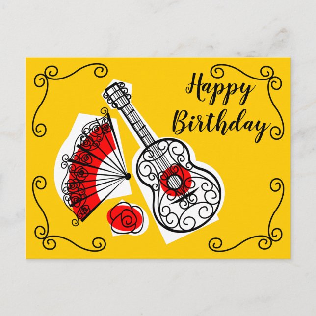 Cartão Postal Cantos de Lembranças Espanholas Aniversário paisag (Frente)