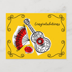 Cartão Postal Cantos de Lembranças Espanholas Parabéns