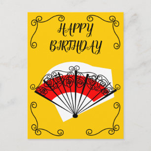 Cartão Postal Cantos do Leque Espanhol Aniversário vertical