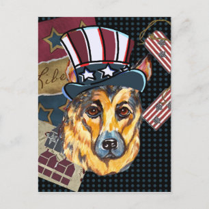 CARTÃO POSTAL CÃO ALEMÃO DE 4 DE JULHO