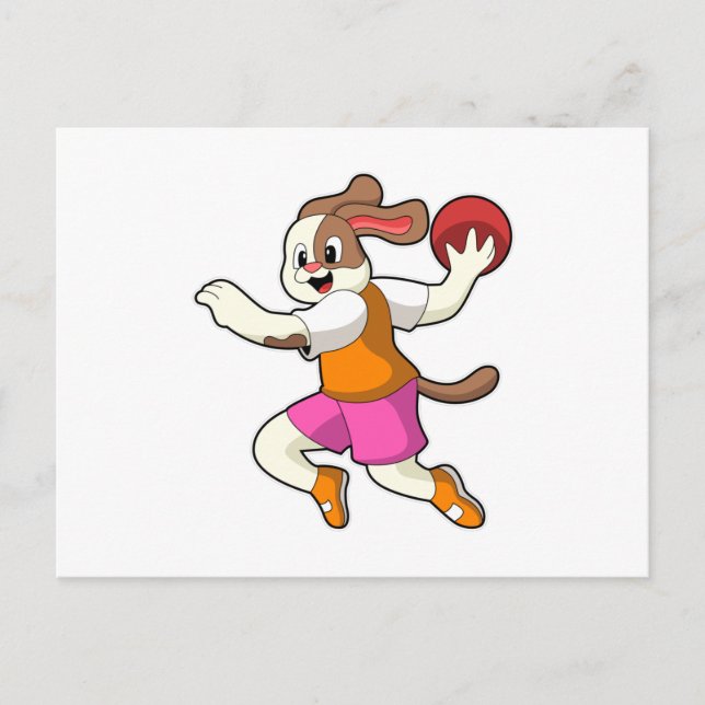 Cartão Postal Cão ao jogador de handebol com handebol (Frente)