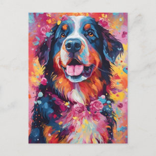 Cartão Postal Cão Colorido da Montanha Bernese