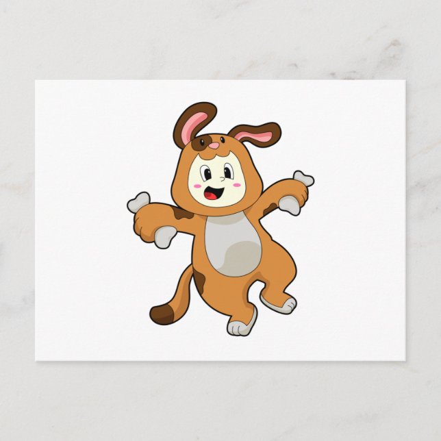 Cartão Postal Cão com osso como coelho (Frente)