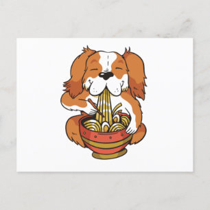 Cartão Postal Cão comendo macarrão