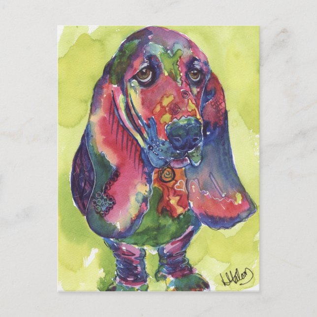Cartão Postal Cão de Caça Basset (Frente)