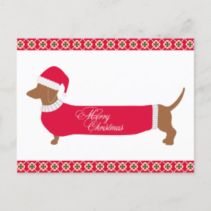 Cartão Postal Cão de Dachshund Feliz de Natal