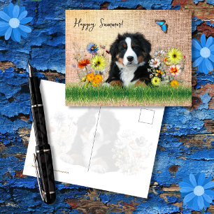 Cartão Postal Cão de Montanha Bernês em Flores Silvestres Person