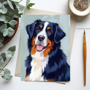 Cartão Postal Cão de Montanha Bernês Pet Aquarela