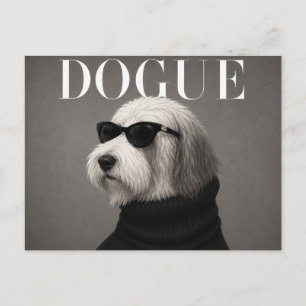 Cartão Postal Cão de Pastoreiro Inglês Antigo Luxo Moda
