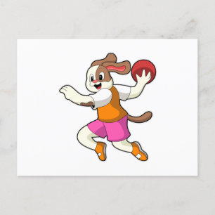 Cartão Postal Cão em jogador de handebol com handebol