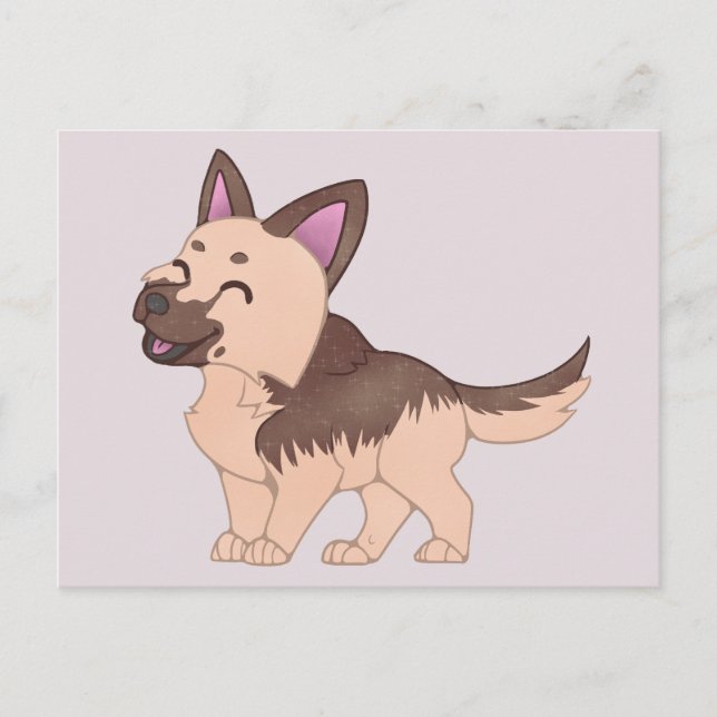 Cartão Postal Cão German shepherd Kawaii (Frente)