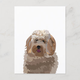 Cartão Postal Cão Labradoodle Cute